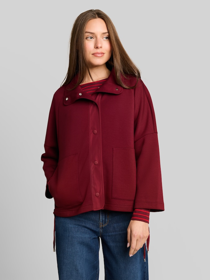 Boxy Fit Scuba Sweatjacke mit Taschen von Women, Preppy Plum