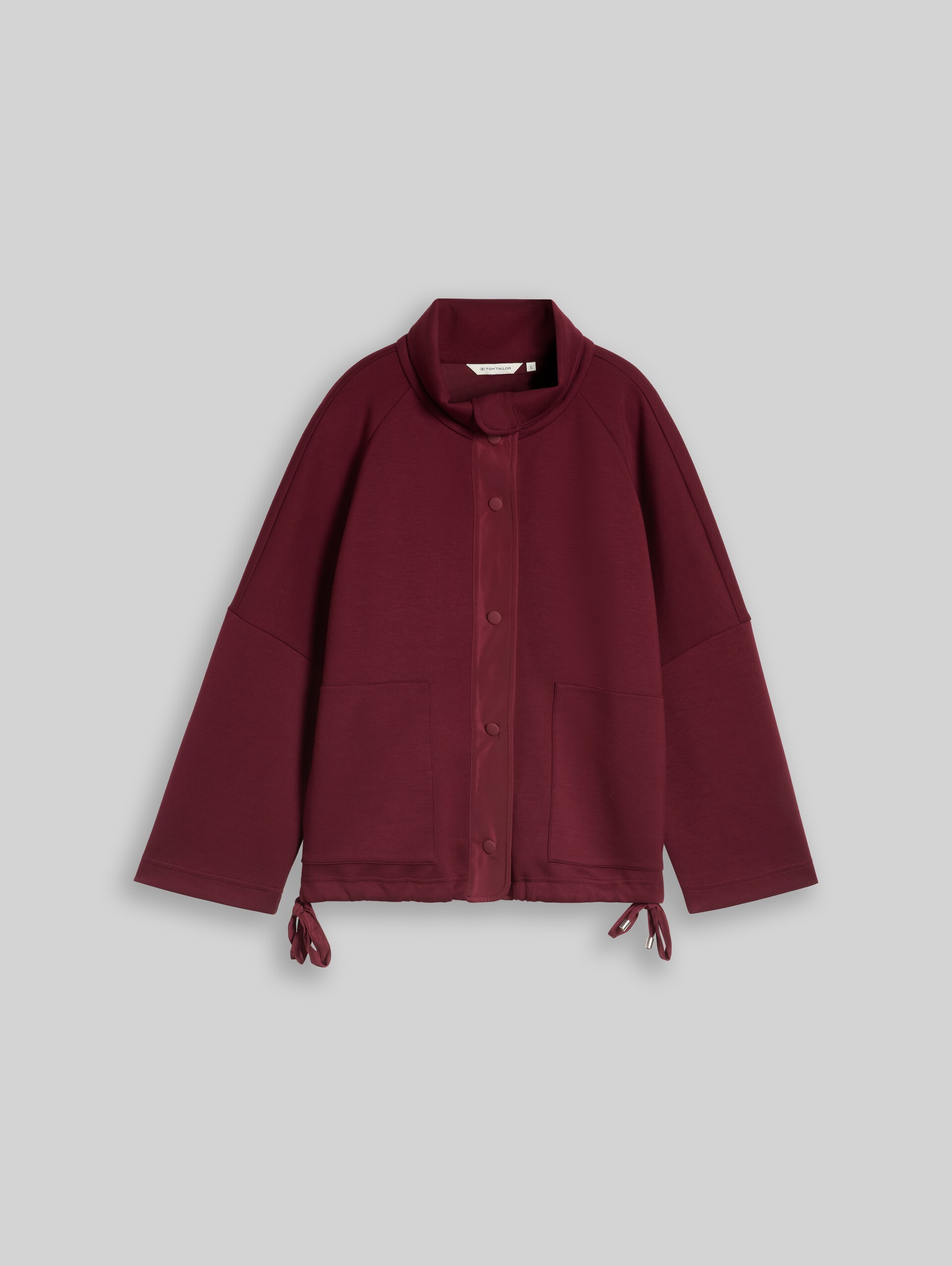 Boxy Fit Scuba Sweatjacke mit Taschen - Preppy Plum - Vorder-Produkt-Ansicht
