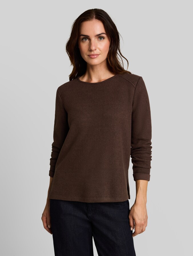 Gezellig sweatshirt met gemêleerde look door Women, java dark brown melange