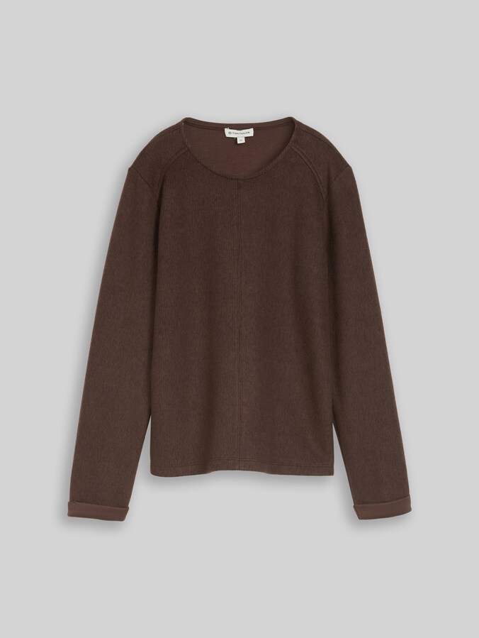 Sweat-shirt douillet à effet chiné par Women, java dark brown melange