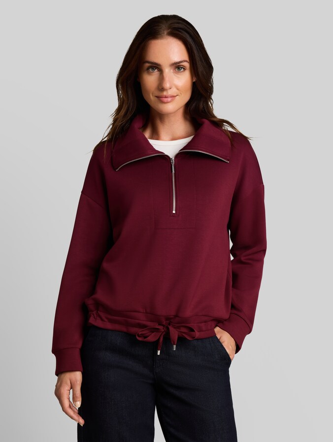 Scuba-fabric Troyer sweatshirt by Women, Preppy Plum