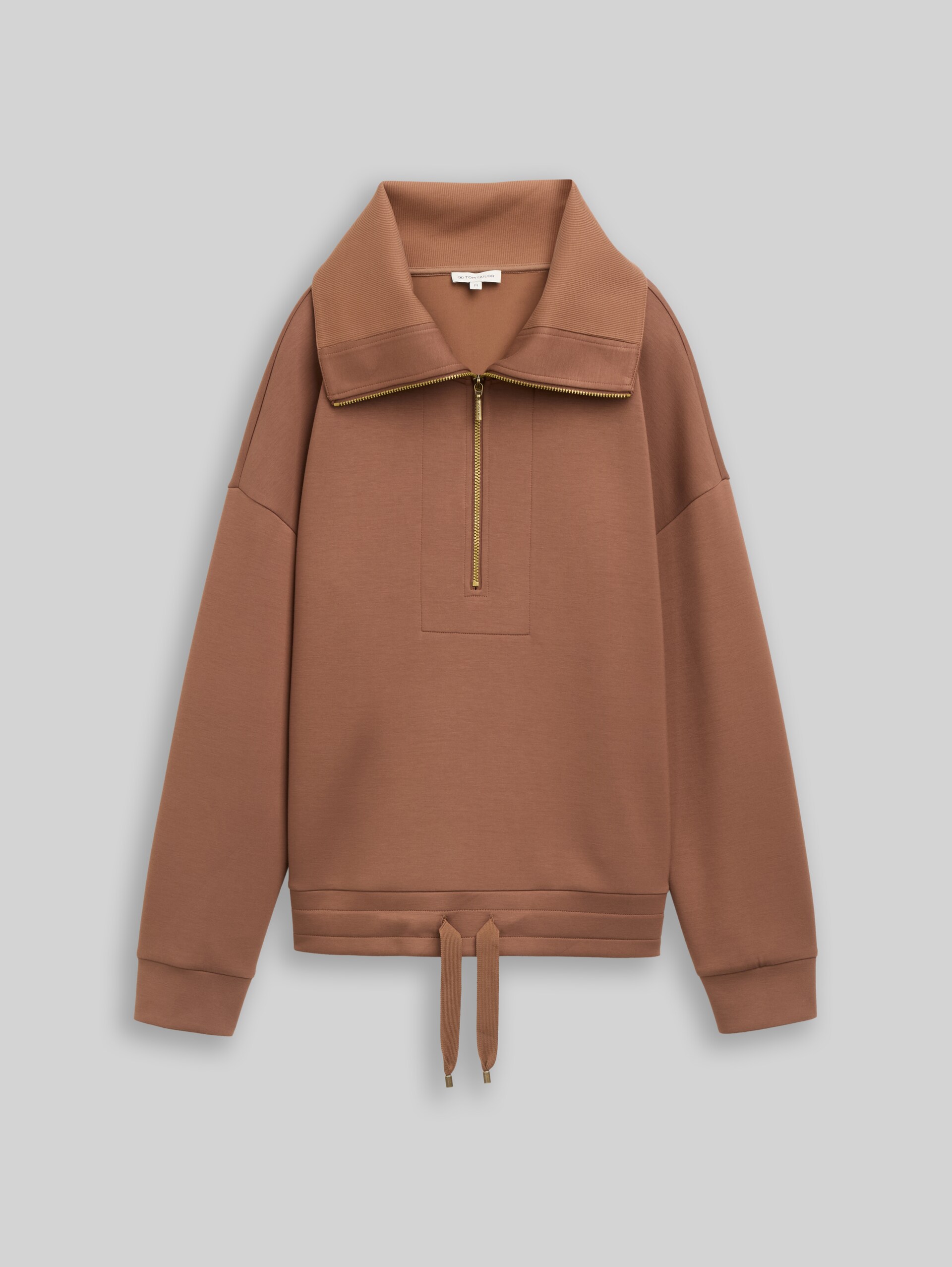 Troyer Sweatshirt aus Scuba - camel - Vorder-Produkt-Ansicht