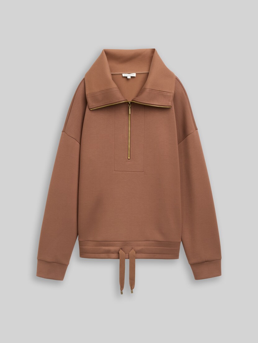 Scuba-fabric Troyer sweatshirt by Women, camel