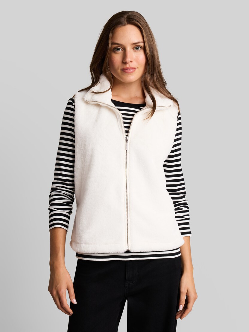 Fake-Fur Weste mit Stehkragen von Women, Whisper White