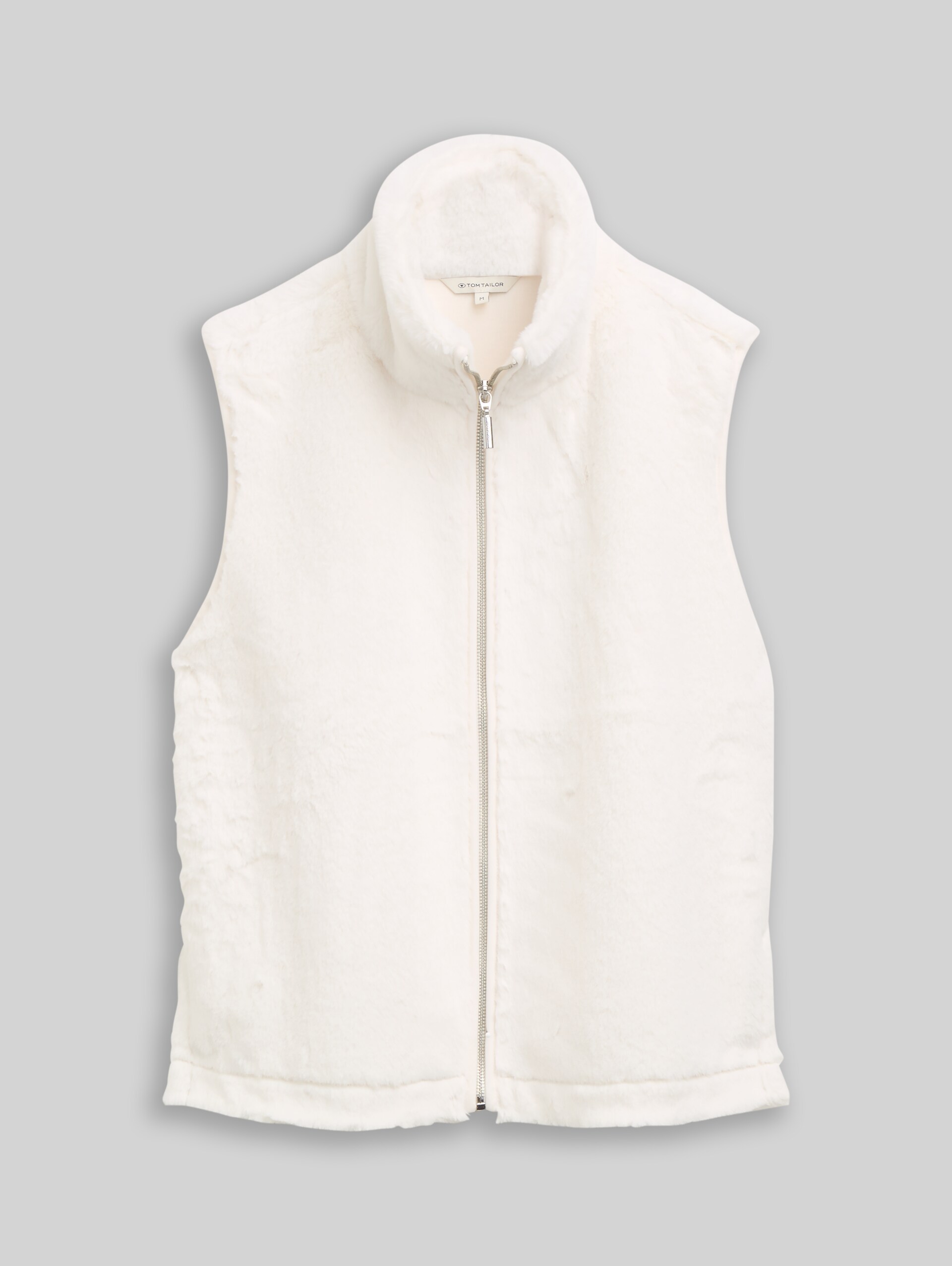 Gilet en fausse fourrure à col montant - Whisper White - Vue de face du produit