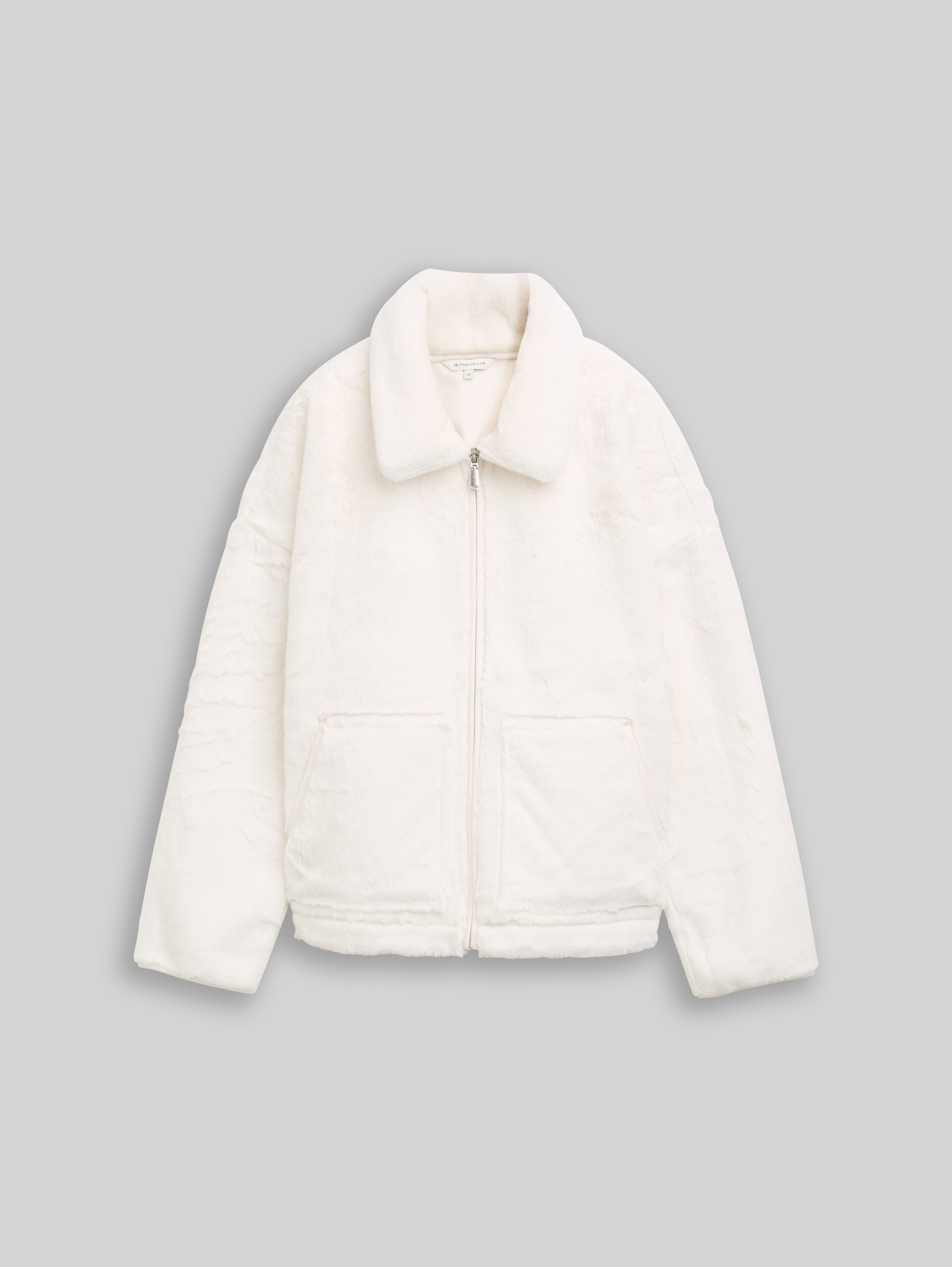 Loose Fit Fake-Fur Jacke - Whisper White - Vorder-Produkt-Ansicht