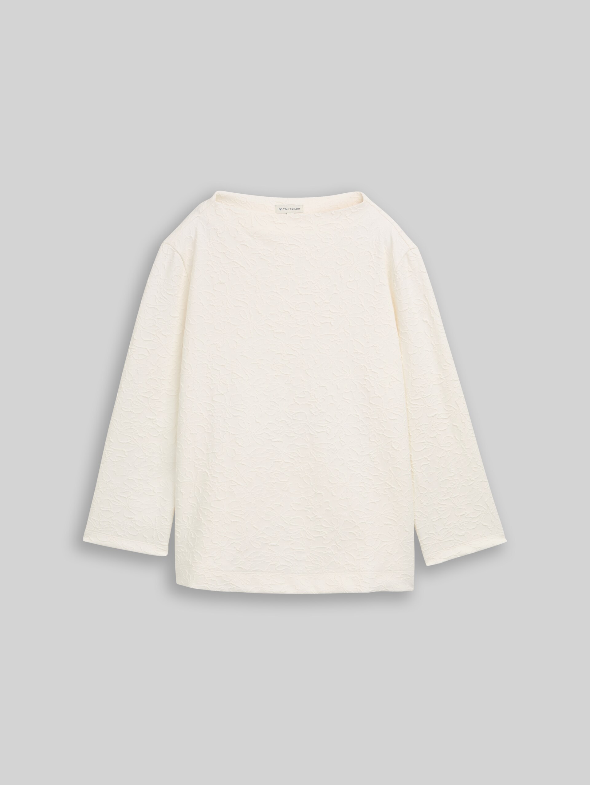 Jacquard sweatshirt with floral pattern - Whisper White - Front product view