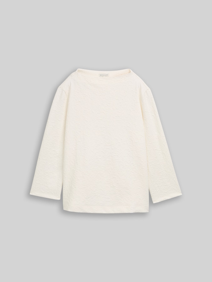 Jacquard-sweatshirt met bloemenpatroon door Women, Whisper White