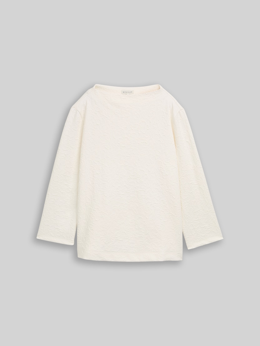 Jacquard-sweatshirt met bloemenpatroon door Women, Whisper White