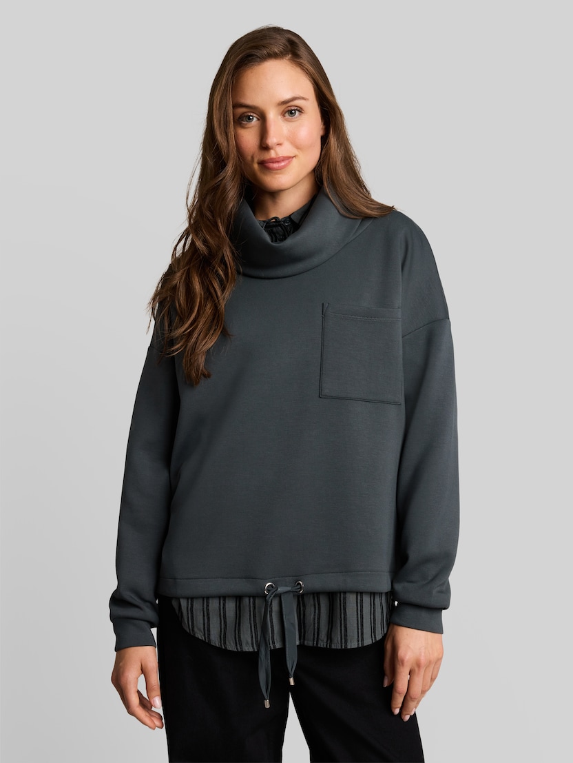 Scuba Sweatshirt mit Wasserfallkragen von Women, Darkest Olive