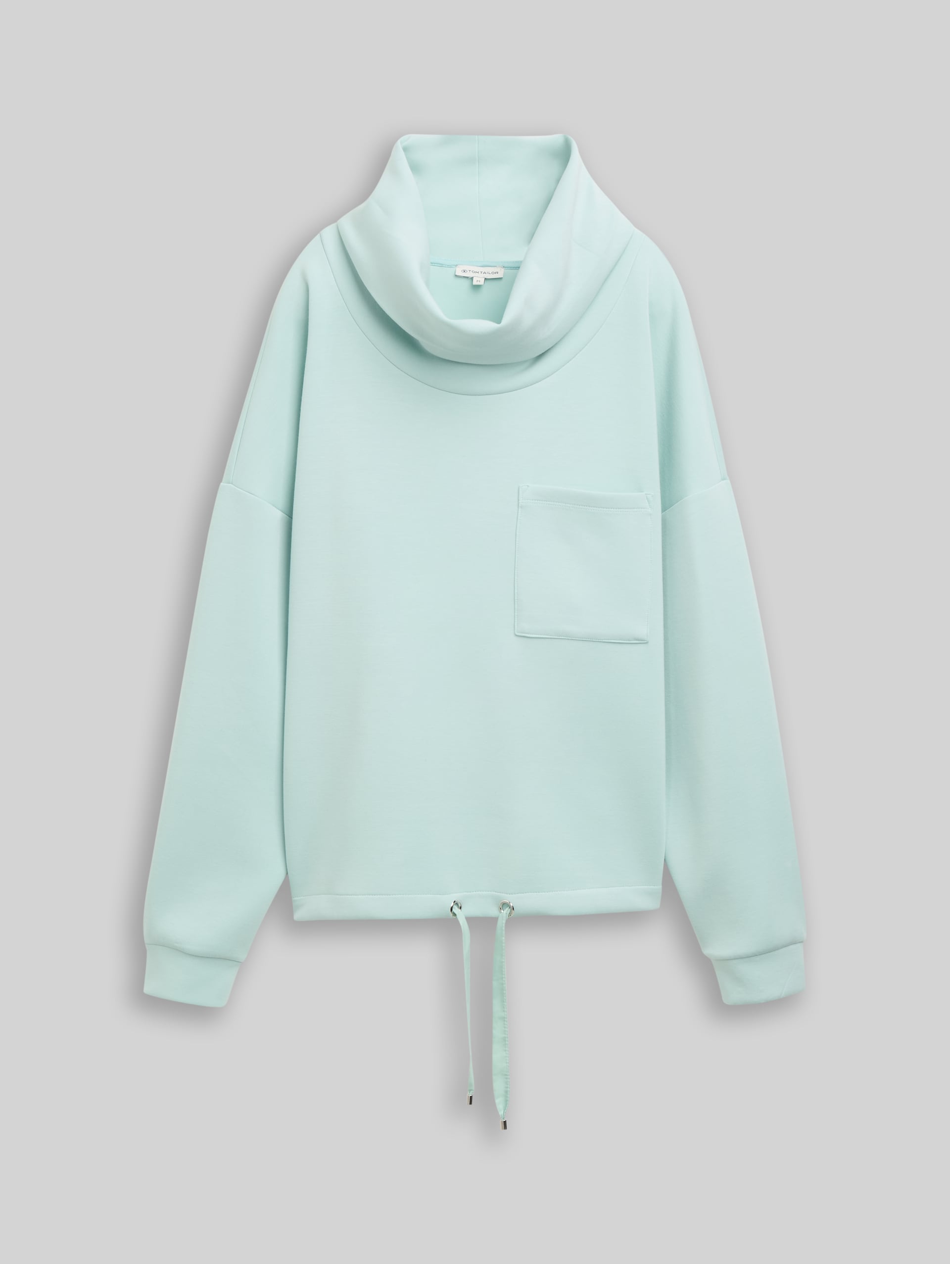 Scuba-sweatshirt met watervalkraag - dusty light green - Product vooraanzicht