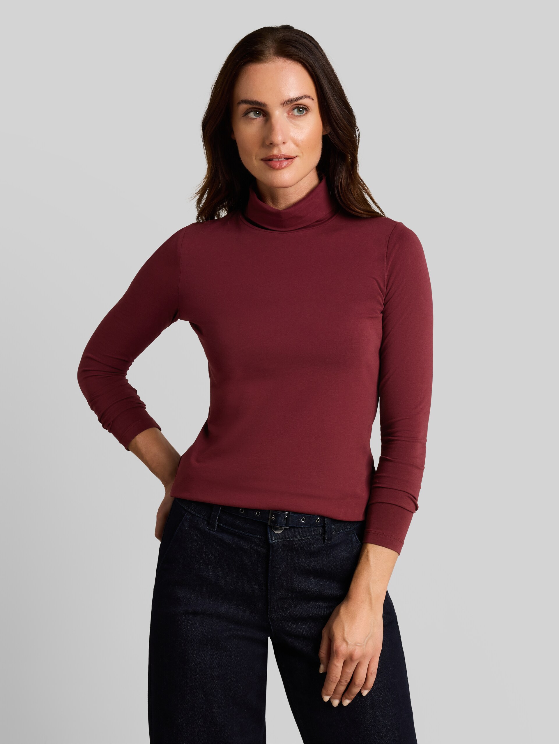 Basic shirt met col - Preppy Plum - Nek model vooraanzicht