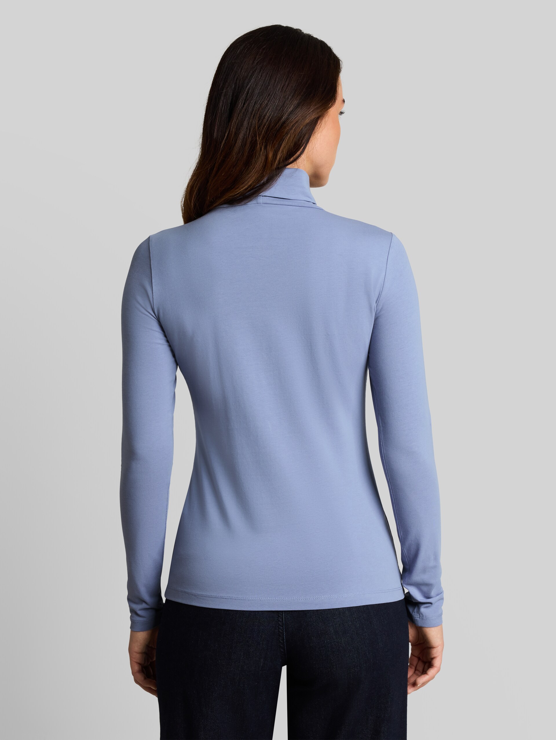 Basic shirt met col - fern blue - Neklijn model-achteraanzicht