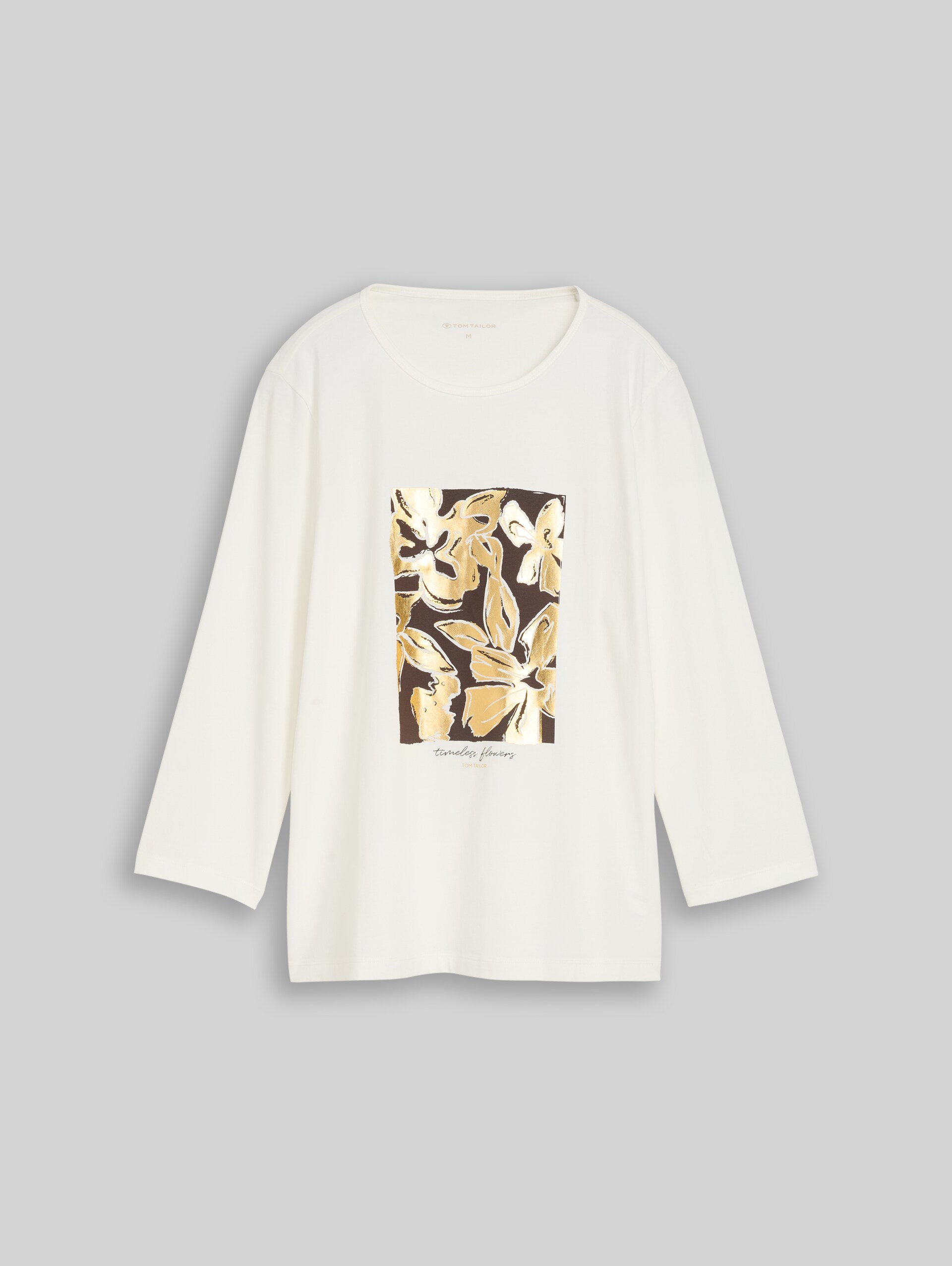 Slim fit shirt met lange mouwen en bloemenprint - Whisper White - Product vooraanzicht