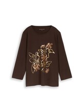 Niet geselecteerd, Slim fit shirt met lange mouwen en bloemenprint door Tom Tailor, bruin