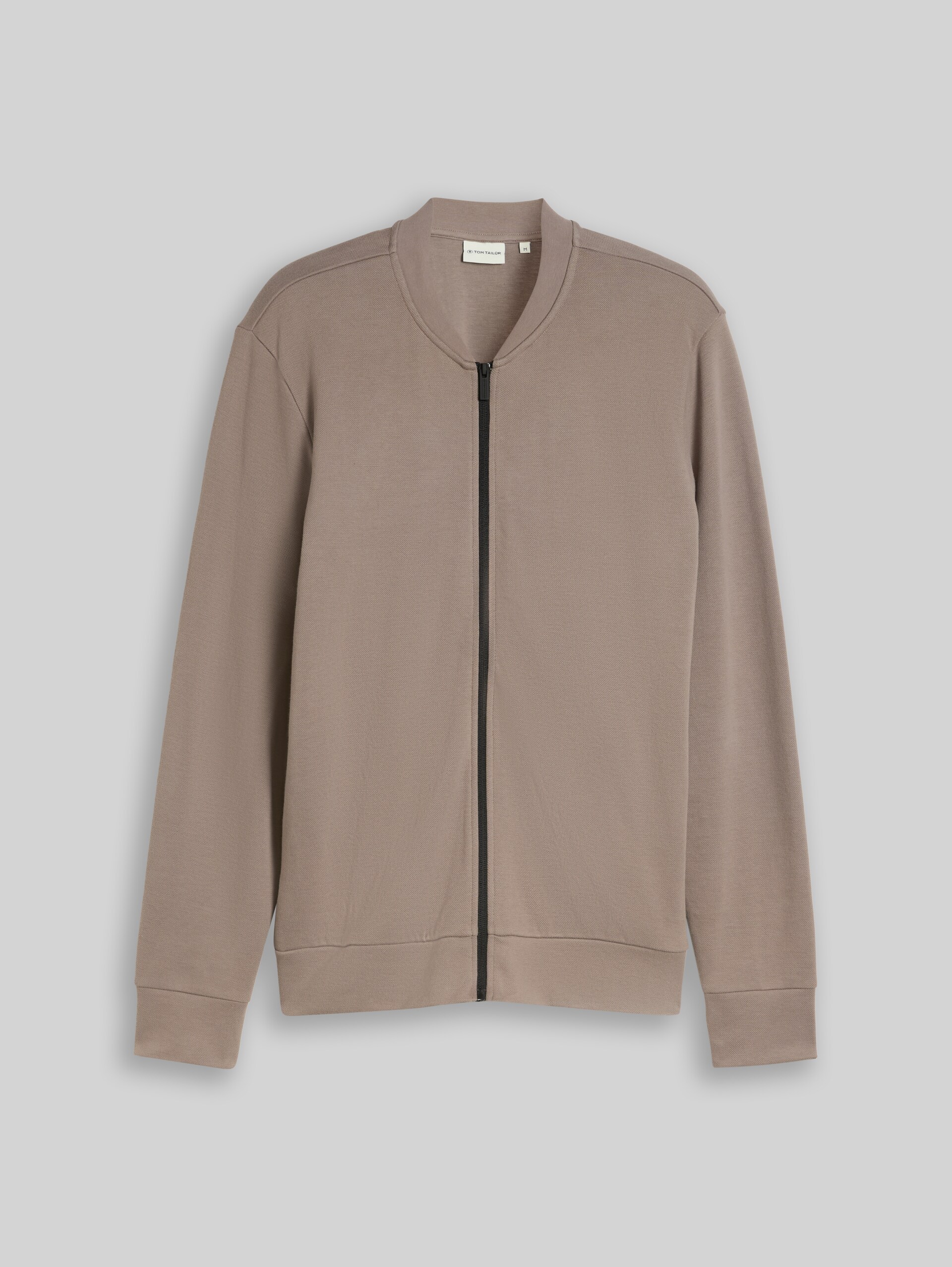 Sweat à capuche avec col bomber - Driftwood Taupe - Vue de face du produit