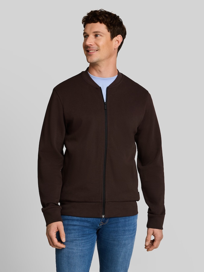 Sweat à capuche avec col bomber par Men, Dark Chocolate Brown