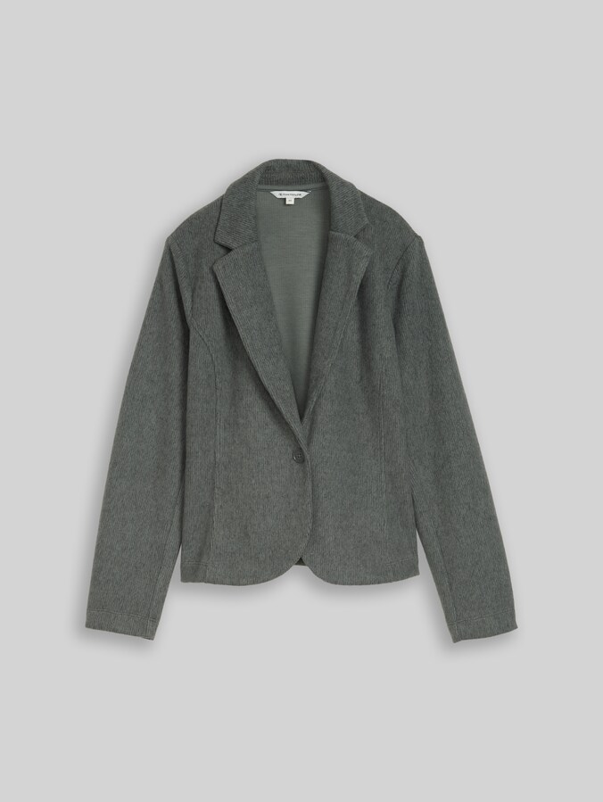Slim fit cosy blazer in gemêleerde look door Women, dark olive melange