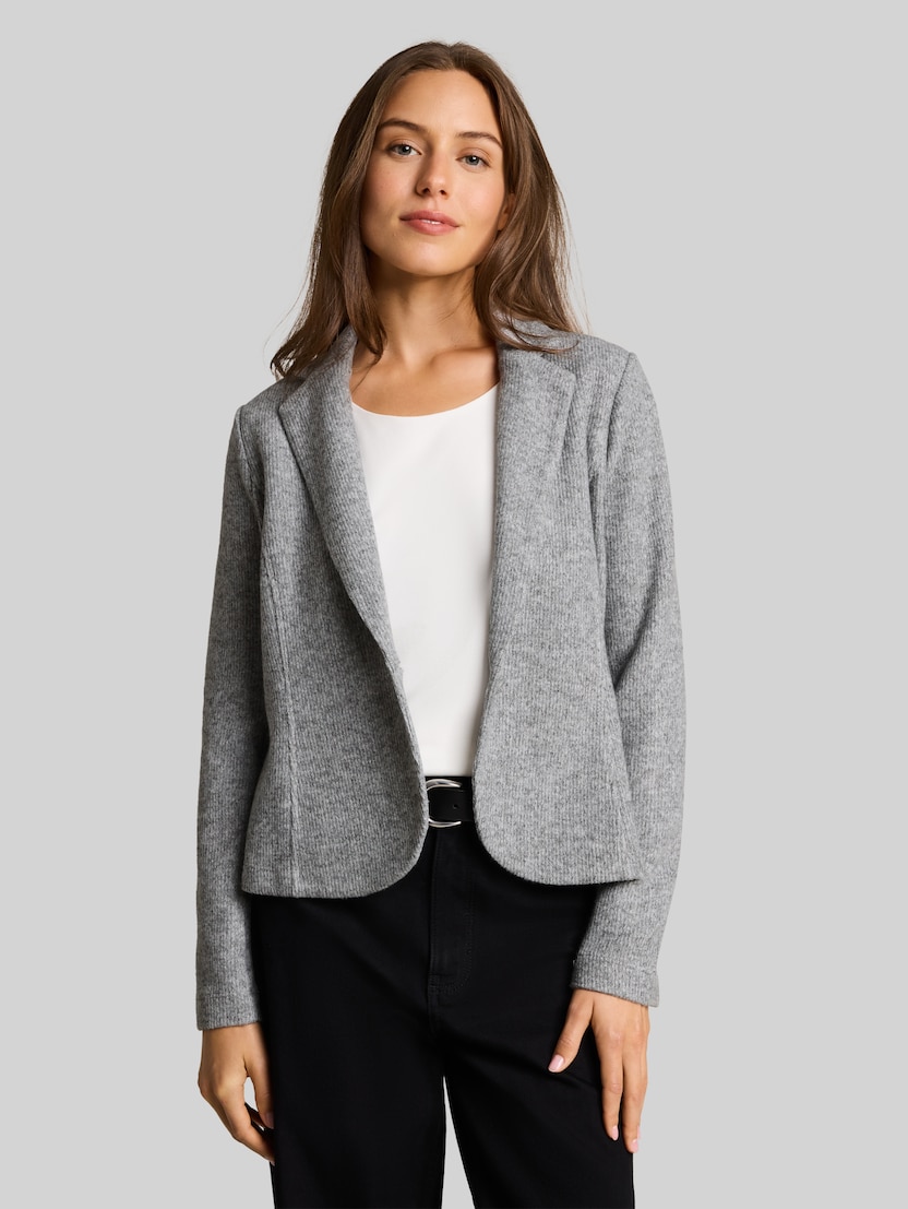 Slim Fit Cosy Blazer in Melange-Optik von Women, soft grey melange