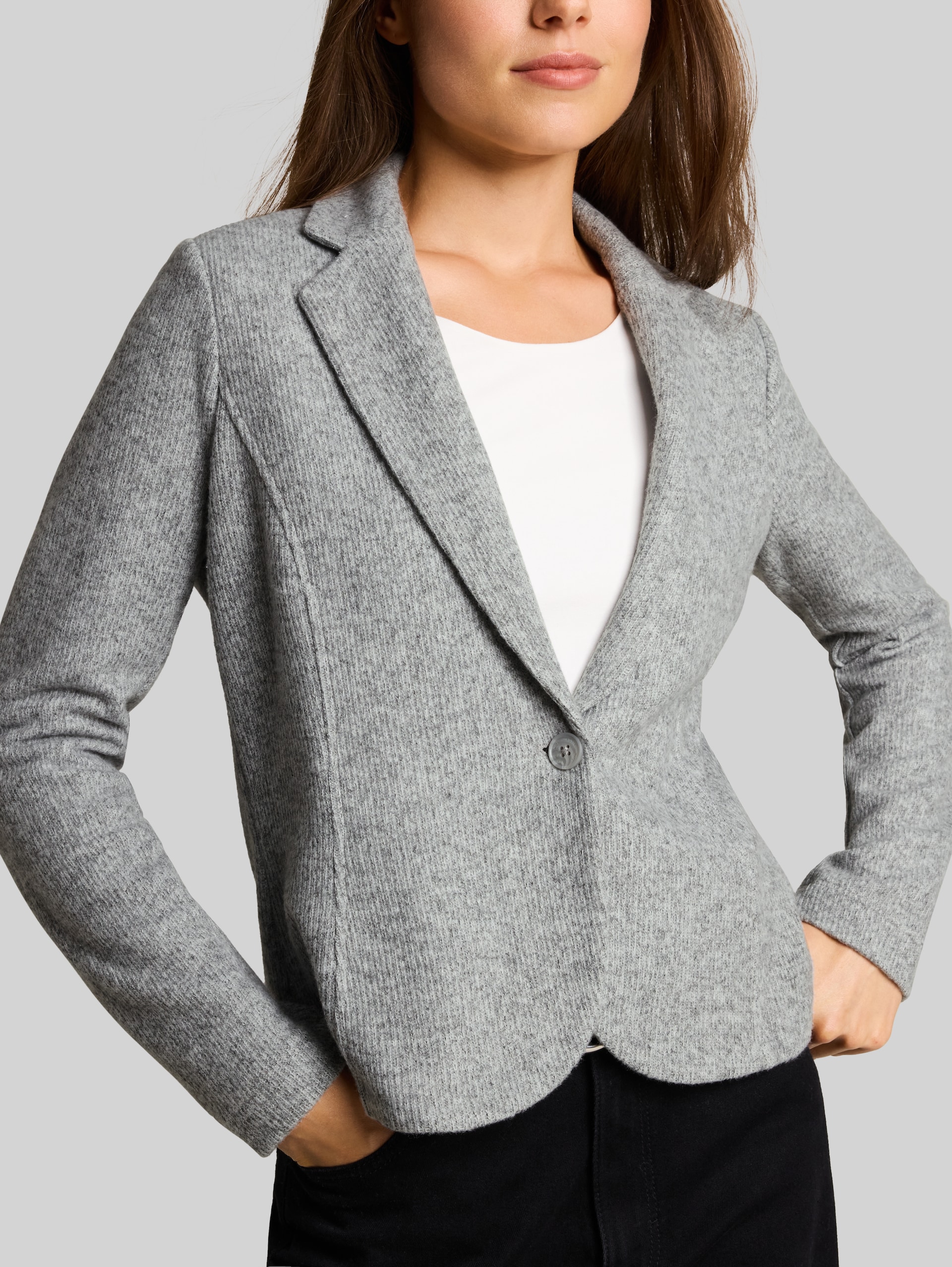 Blazer confortable coupe ajustée à effet chiné - soft grey melange