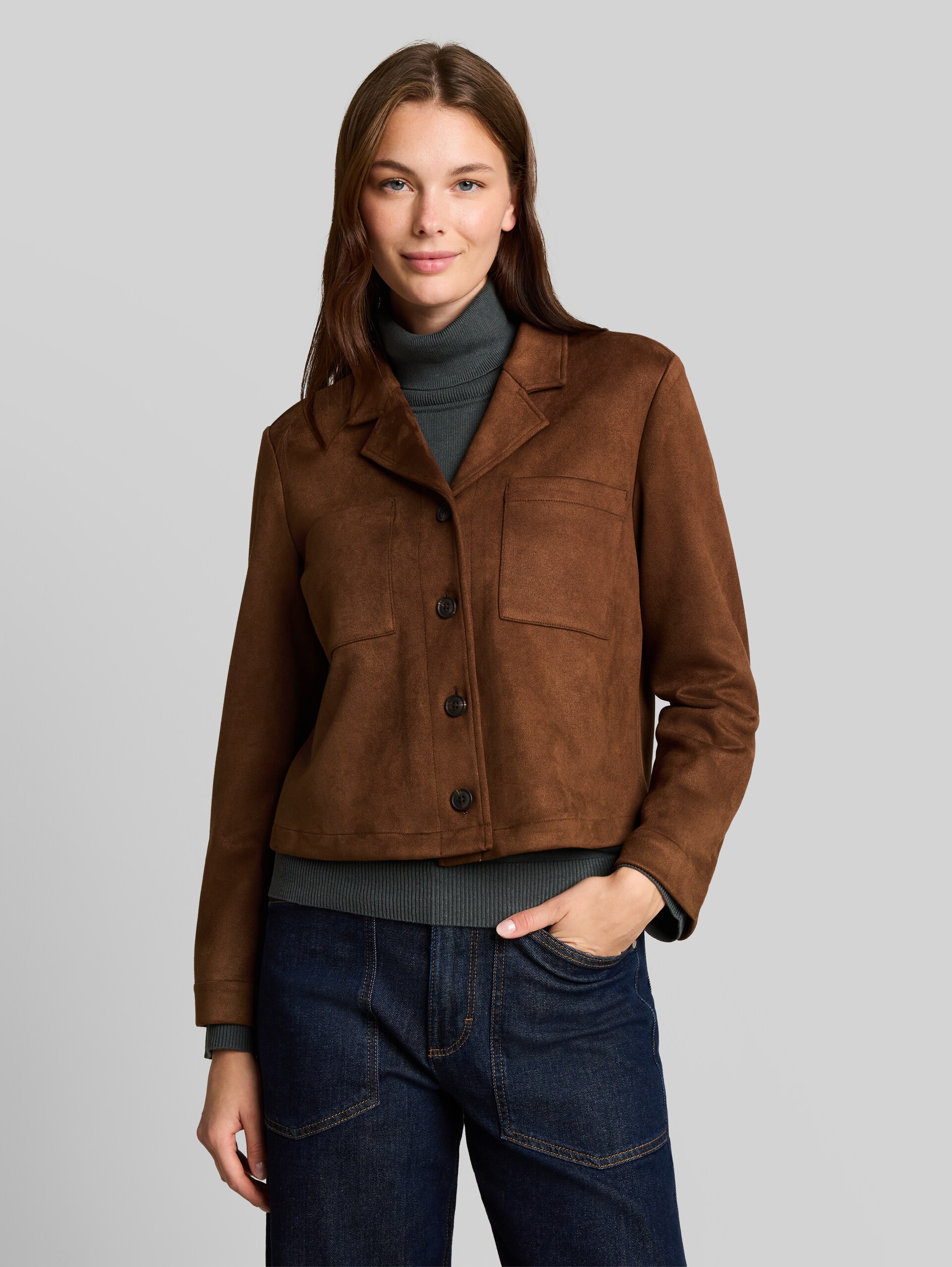 Veste coupe classique effet daim - camel