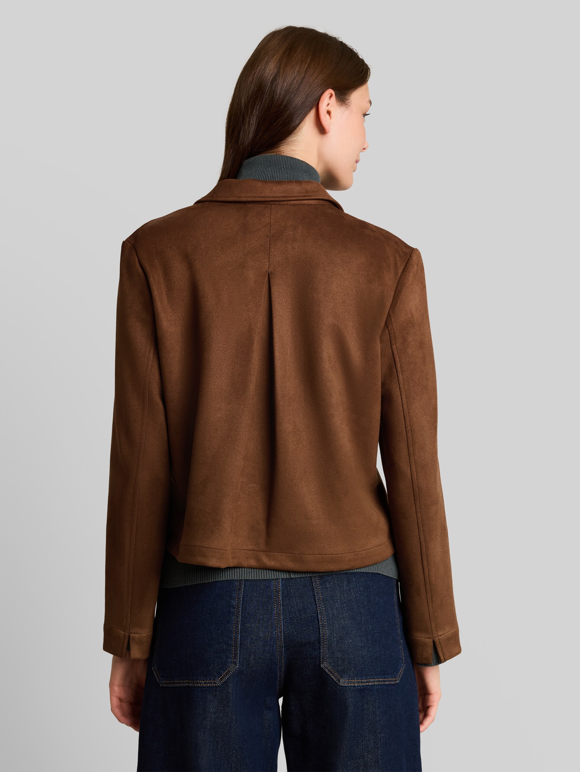 Veste coupe classique effet daim - camel