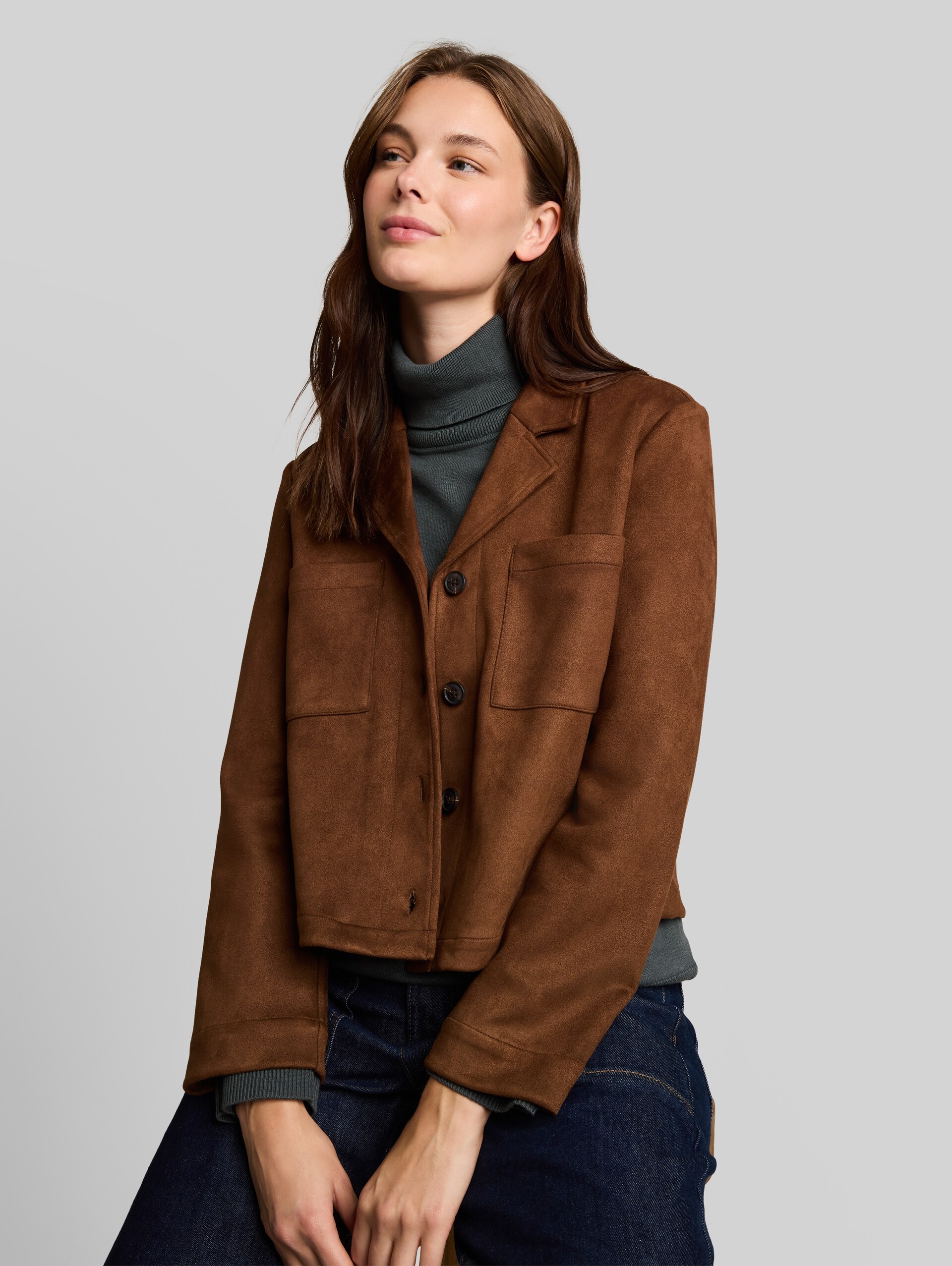 Veste coupe classique effet daim - camel