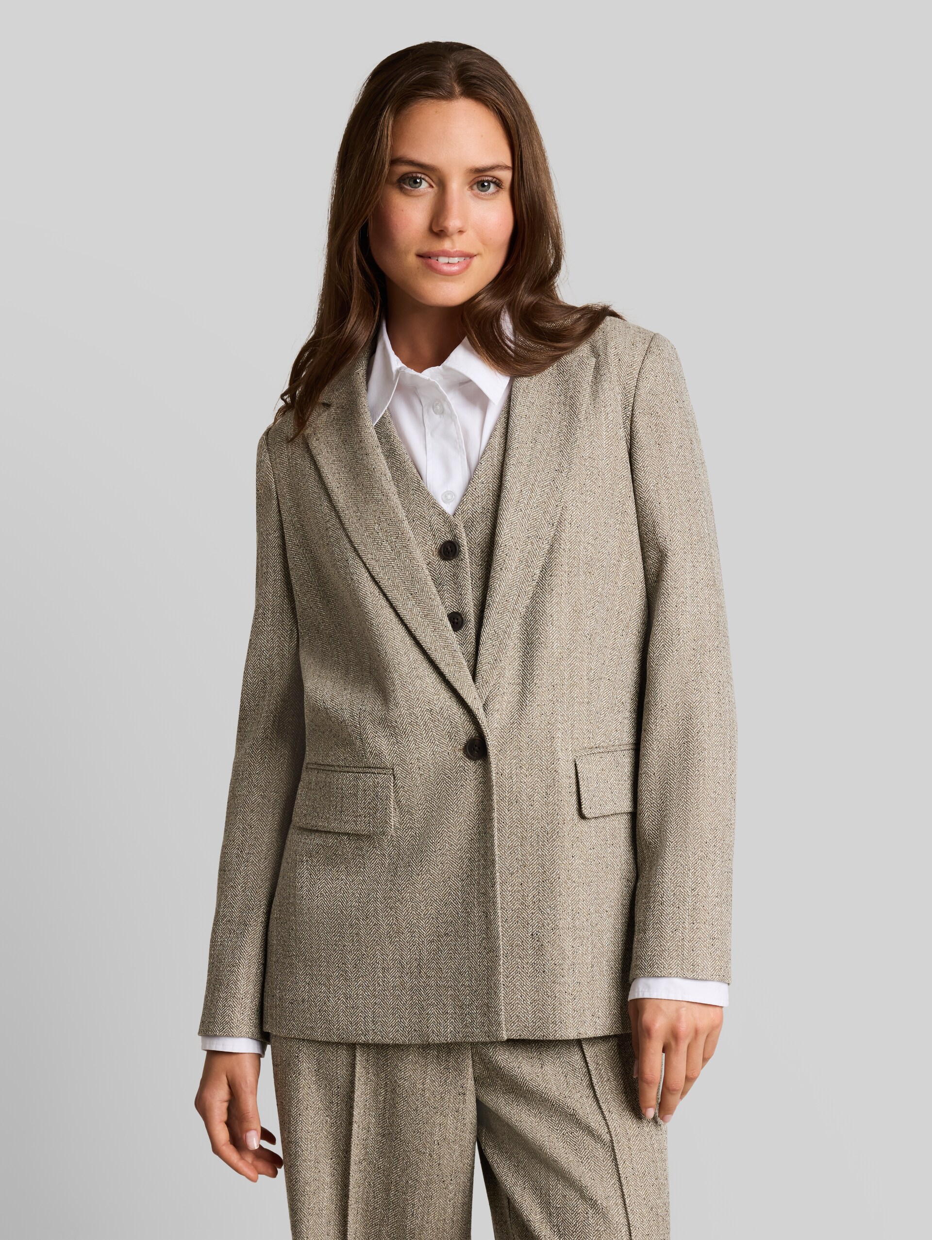 Blazer ample à motif chevrons - gravel beige herringbone
