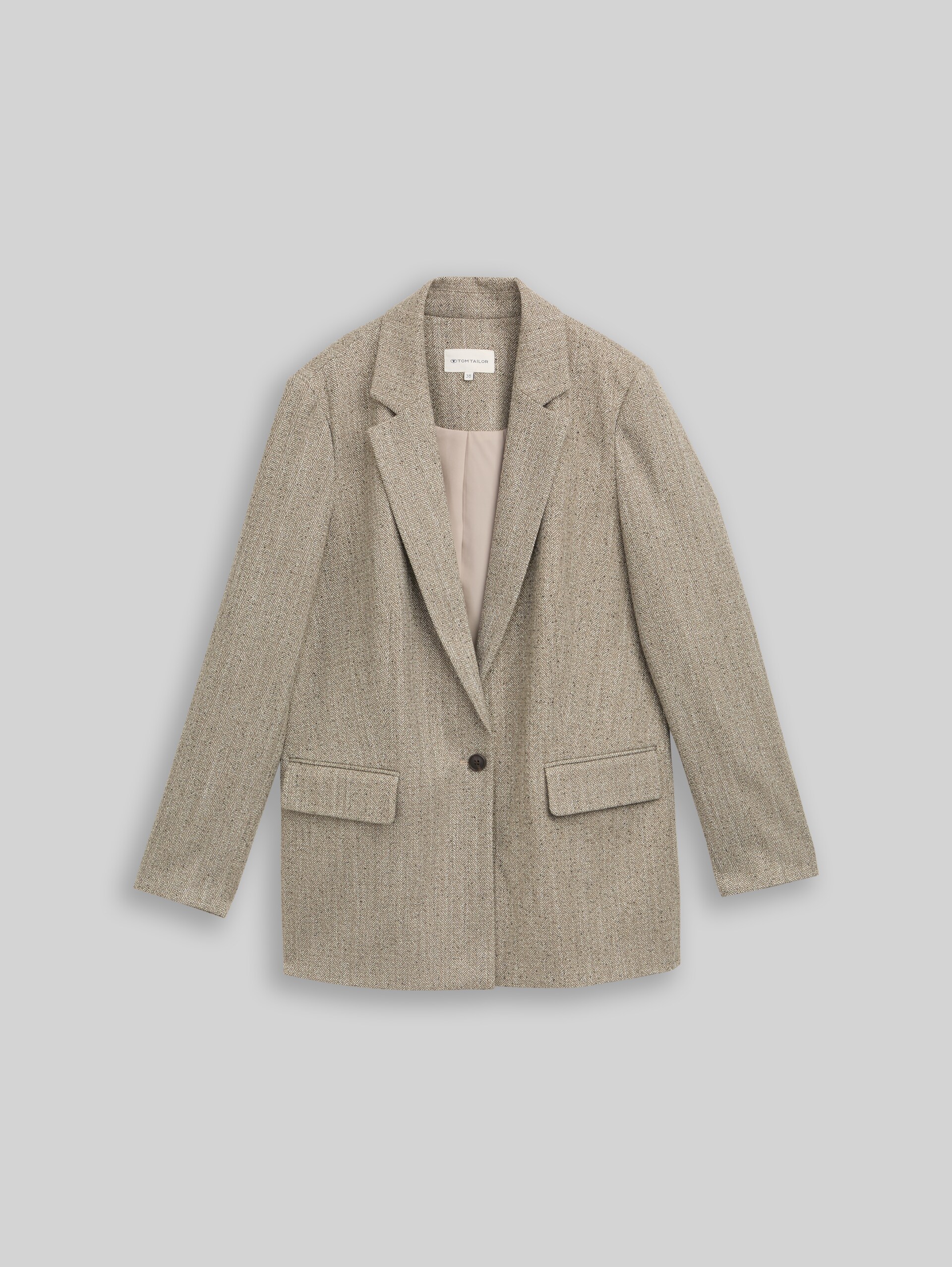 Blazer ample à motif chevrons - gravel beige herringbone