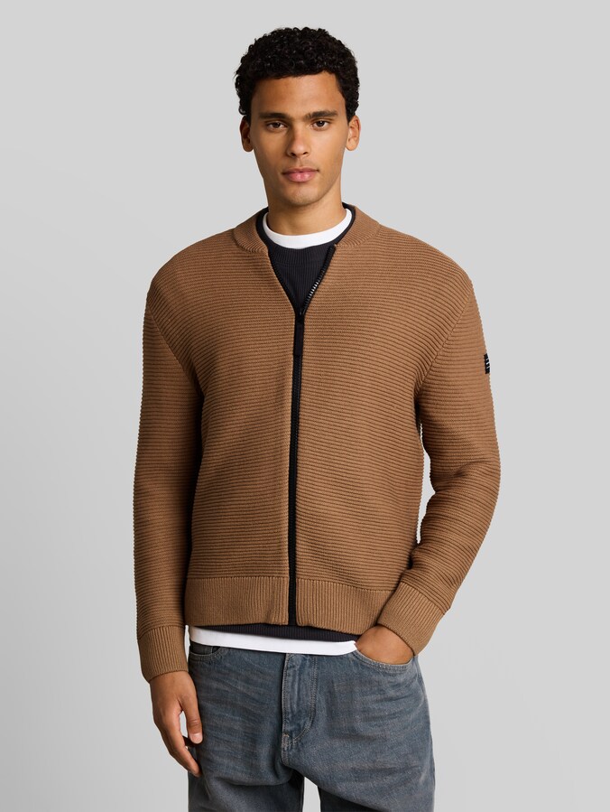 Gebreid vest met bomberkraag door Denim Male, malt brown