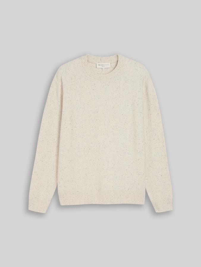 Pull en maille de coton par Denim Male, off white neps