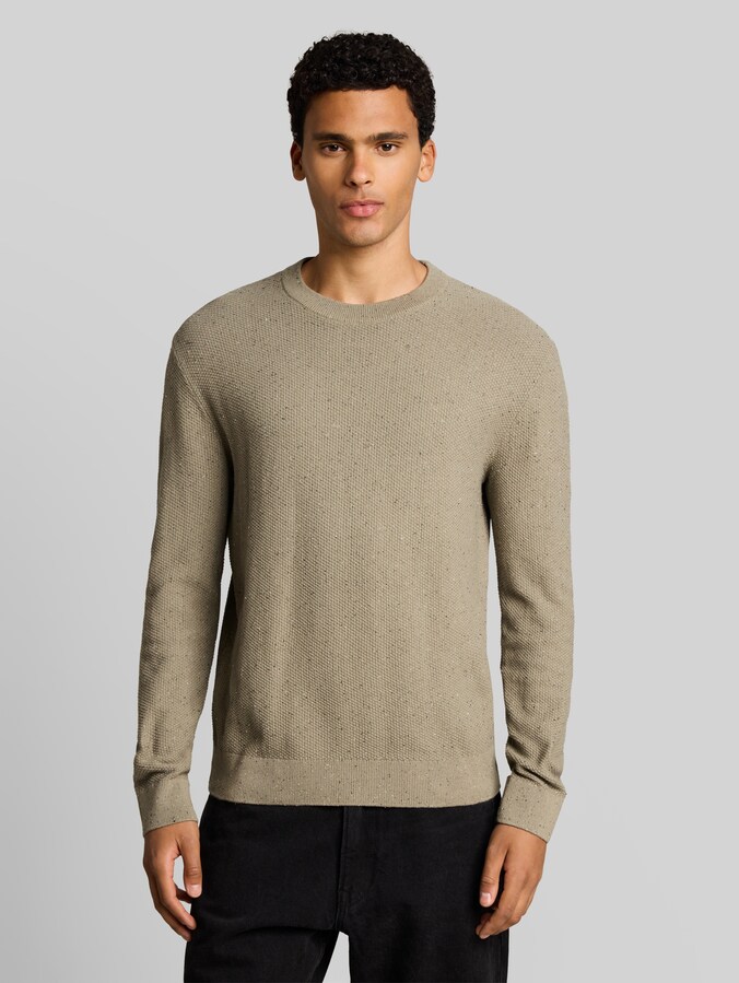 Pull en maille de coton par Denim Male, dark sage neps