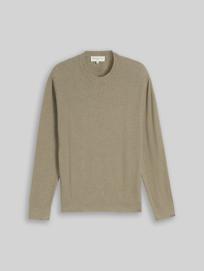 Pull en maille de coton par Denim Male, dark sage neps