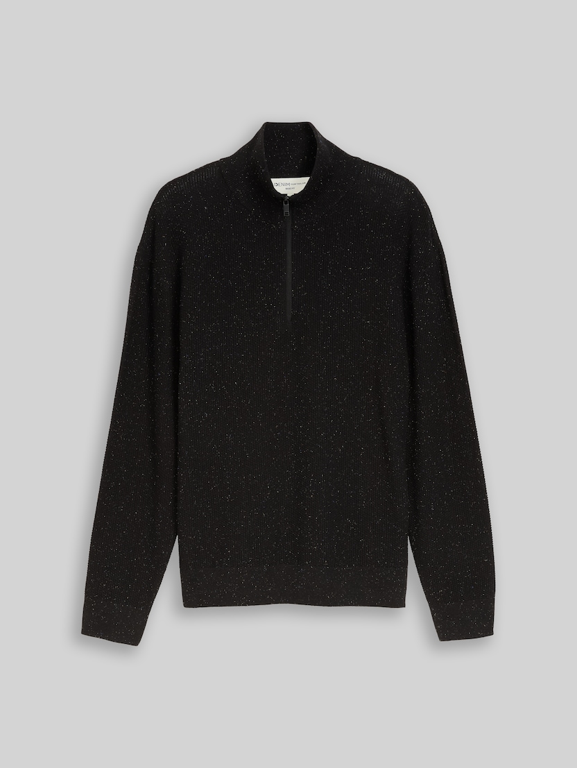 Troyer-trui van katoen door Denim Male, black multicolor nep