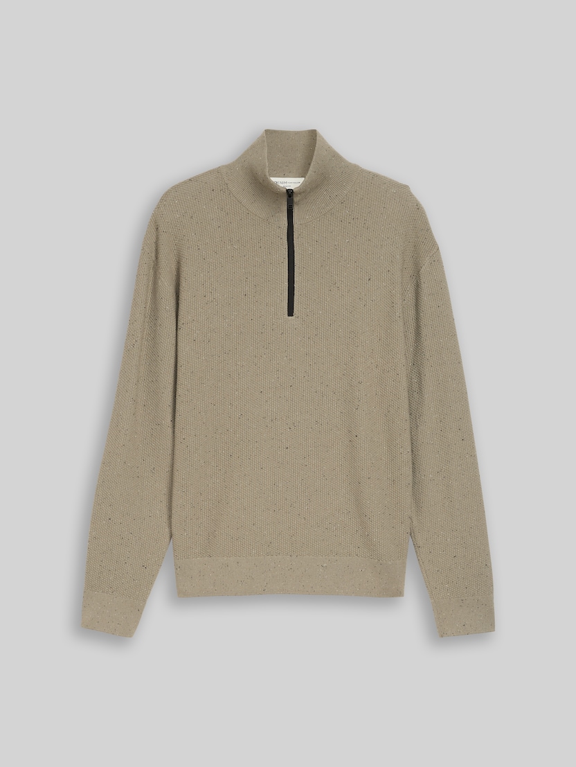 Troyer-trui van katoen door Denim Male, dark sage neps