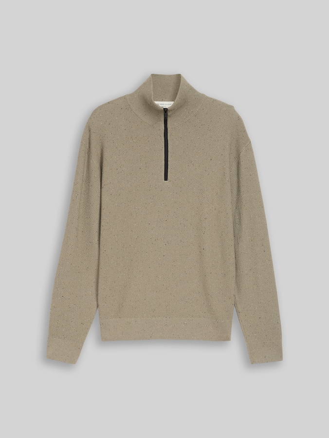 Troyer Strickpullover aus Baumwolle von Denim Male, dark sage neps