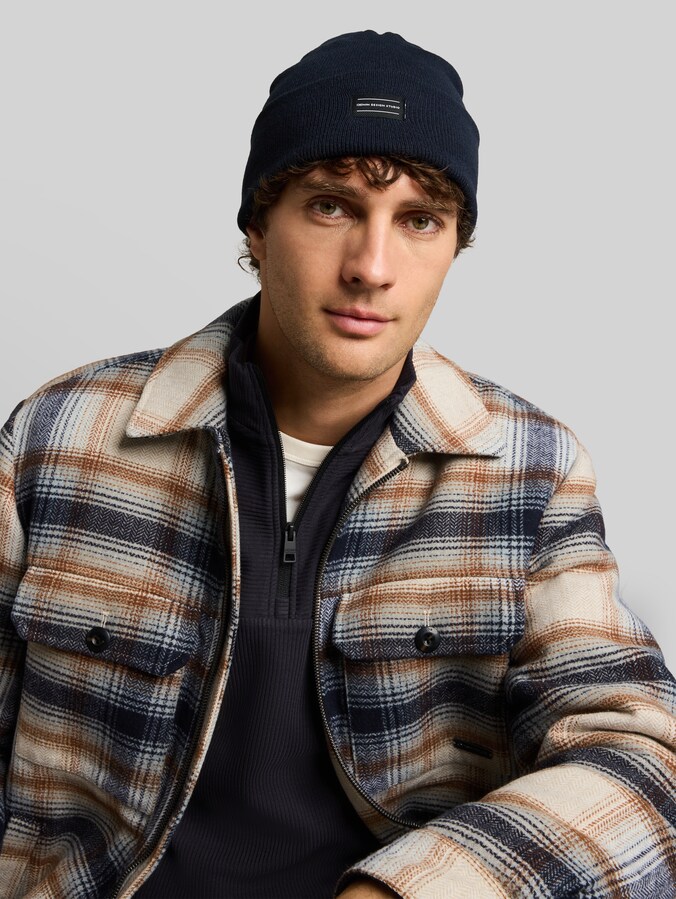 Beanie met logobadge door Denim Male, sky captain blue