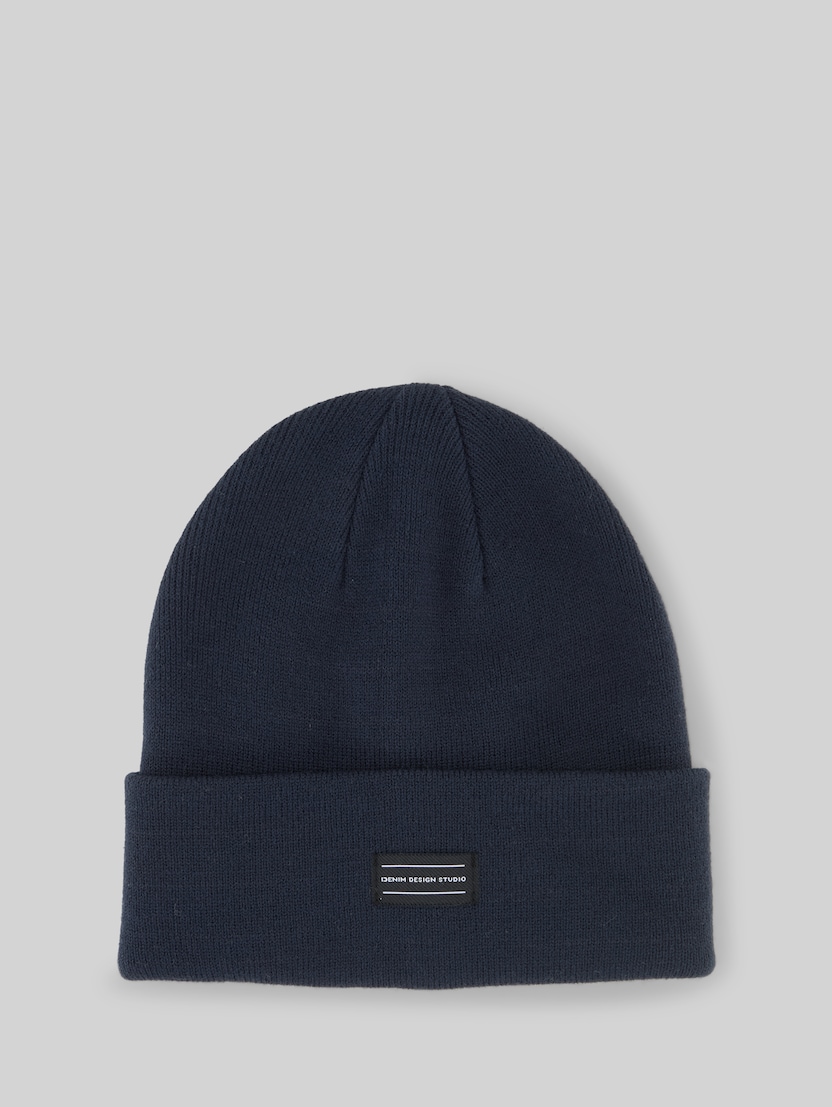 Beanie Mütze mit Logo-Badge von Denim Male, sky captain blue