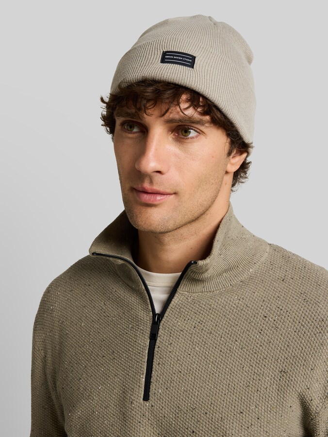 Beanie met logobadge door Denim Male, dark sage green