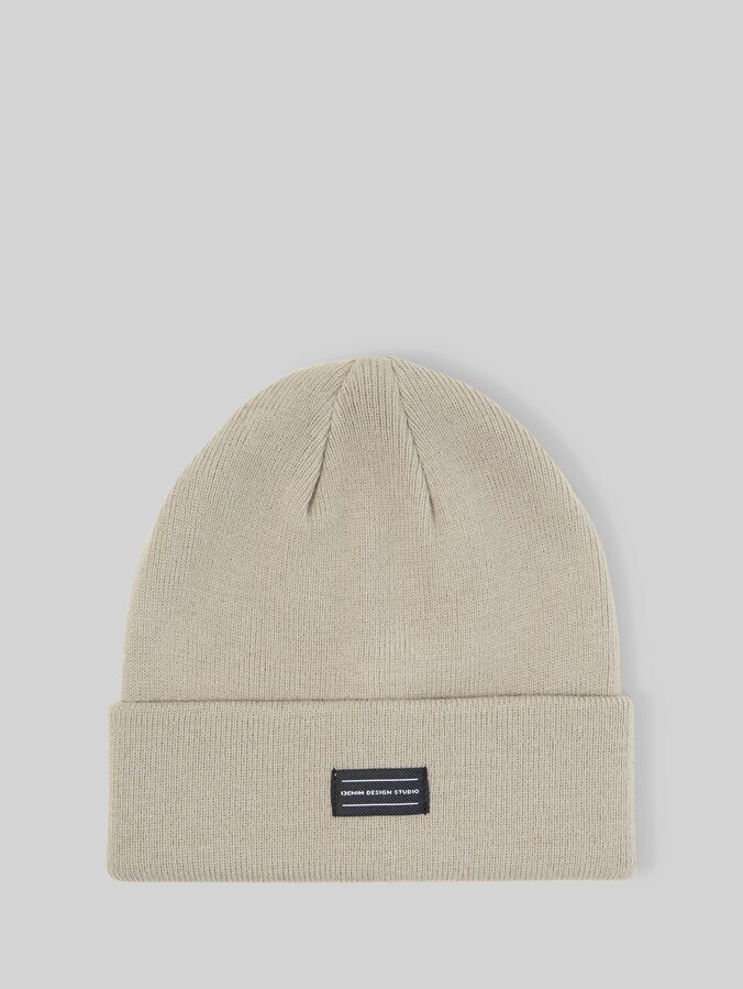 Beanie met logobadge door Denim Male, dark sage green
