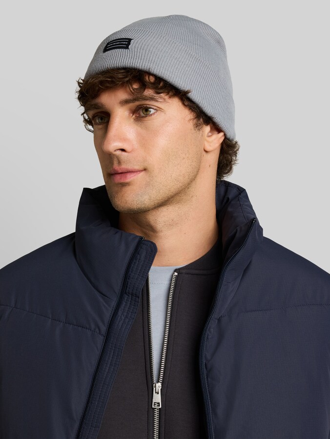 Beanie met logobadge door Denim Male, ultimate grey