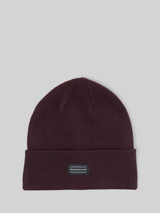 Beanie met logobadge door Denim Male, dark plum