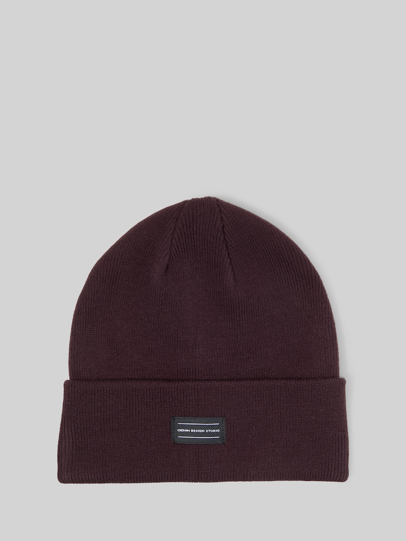 Beanie met logobadge door Denim Male, dark plum