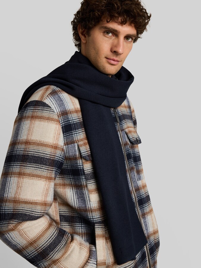 Scarf with logo badge by Denim Male, sky captain blue