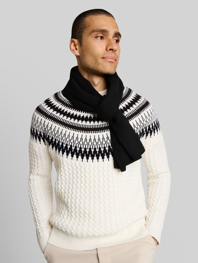 Scarf with logo badge by Denim Male, Black