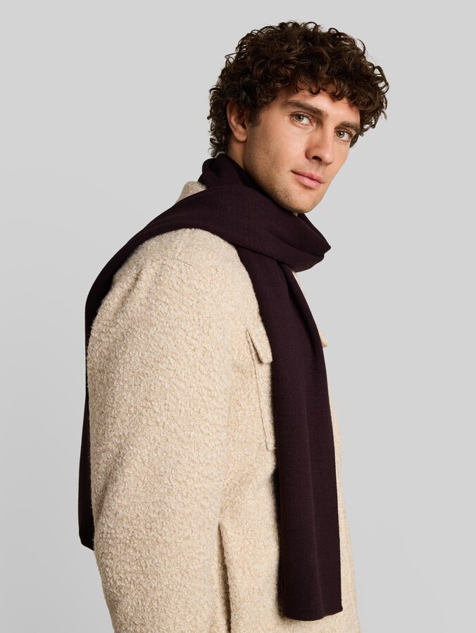 Scarf with logo badge by Denim Male, dark plum