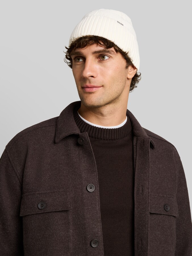 Bonnet avec motif torsadé par Denim Male, Gardenia White