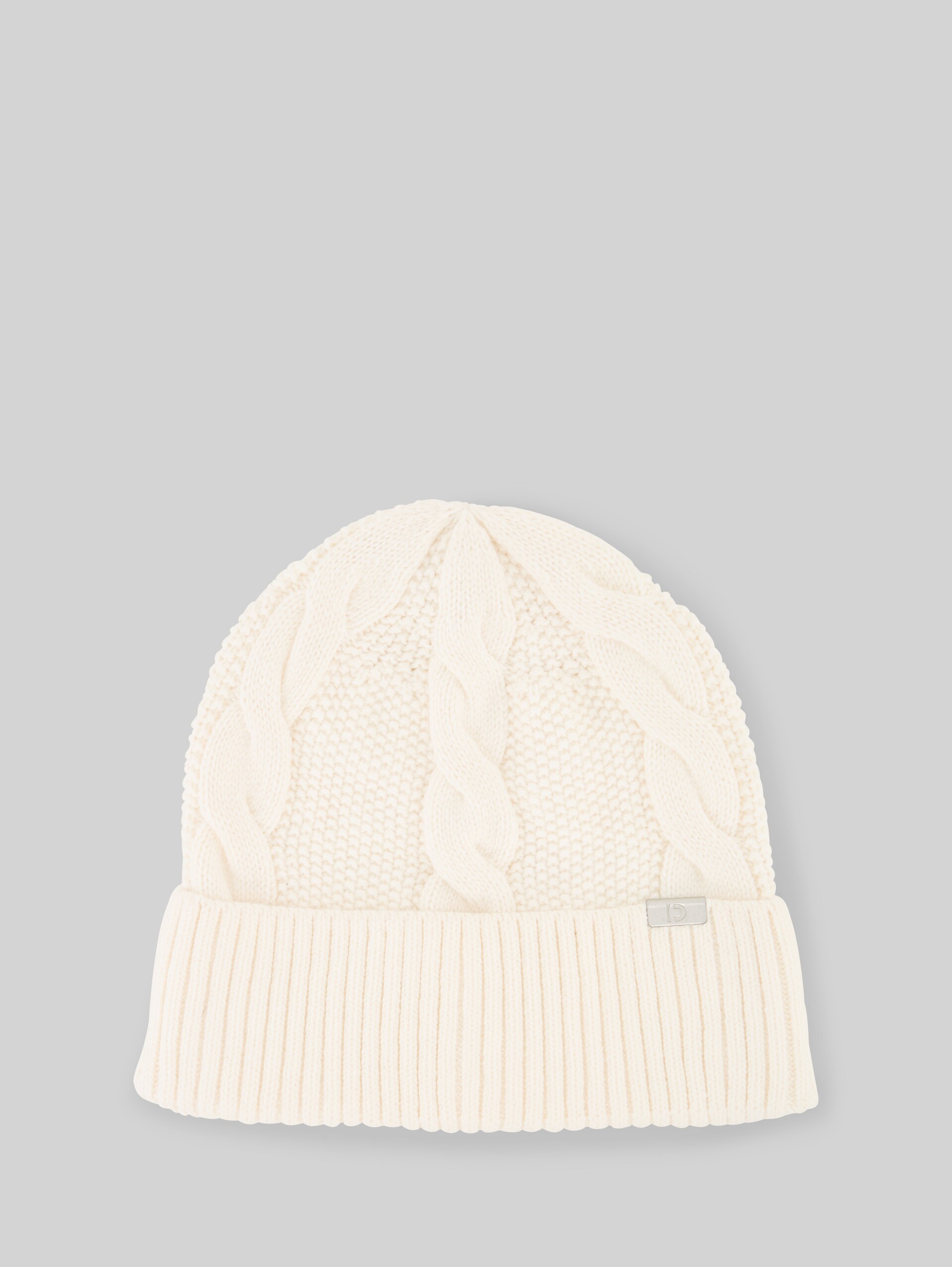 Beanie Mütze mit Zopfmuster - Gardenia White - Vorder-Produkt-Ansicht