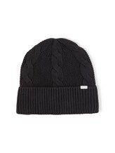 Ausgewählt, Beanie Mütze mit Zopfmuster von Tom Tailor, schwarz