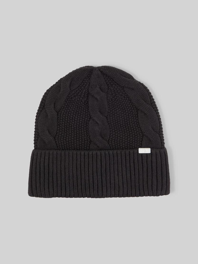 Beanie met vlechtpatroon door Denim Male, Black